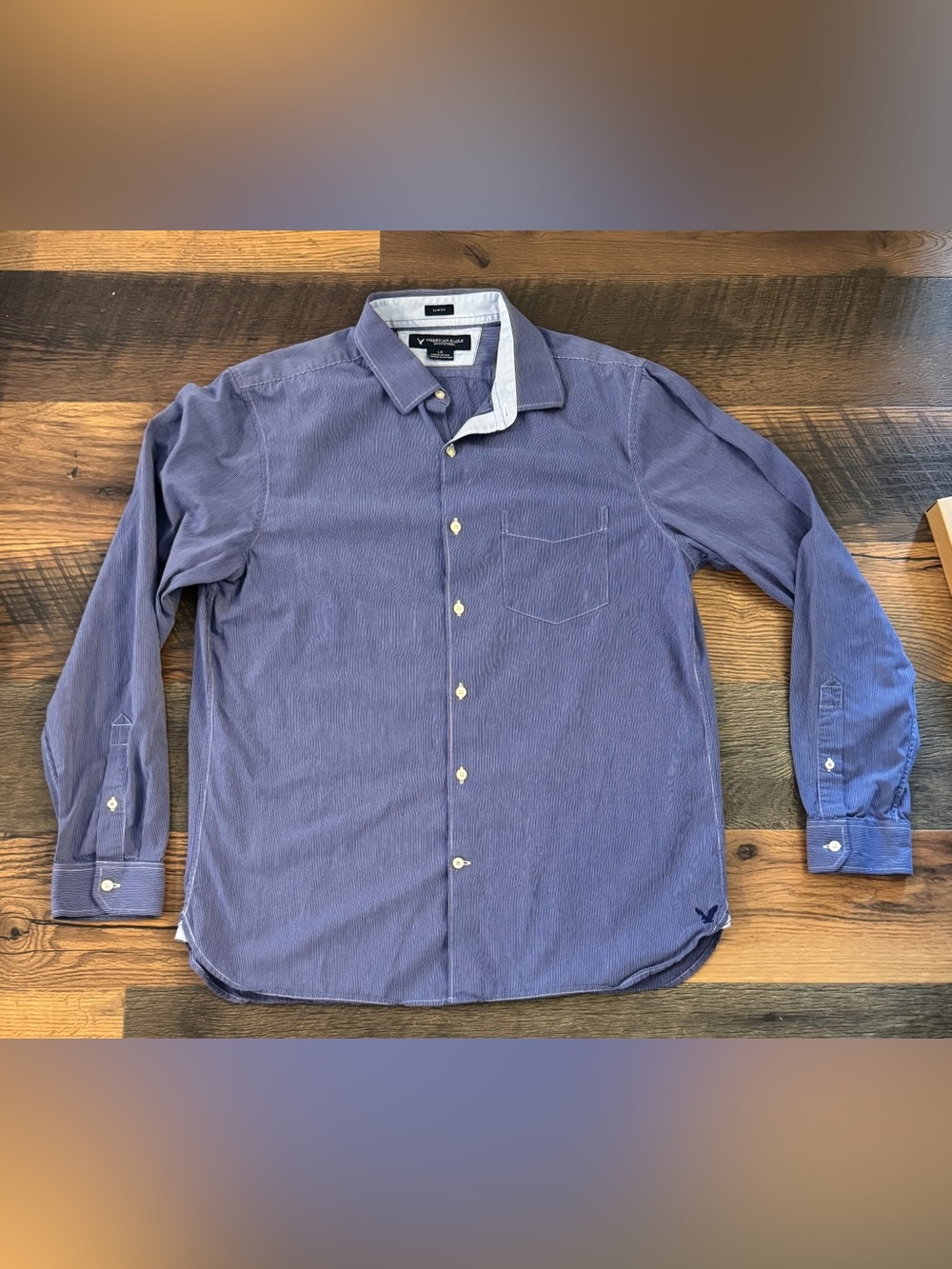 American Eagle Outfitters Purple Casual Button-Down Shirt